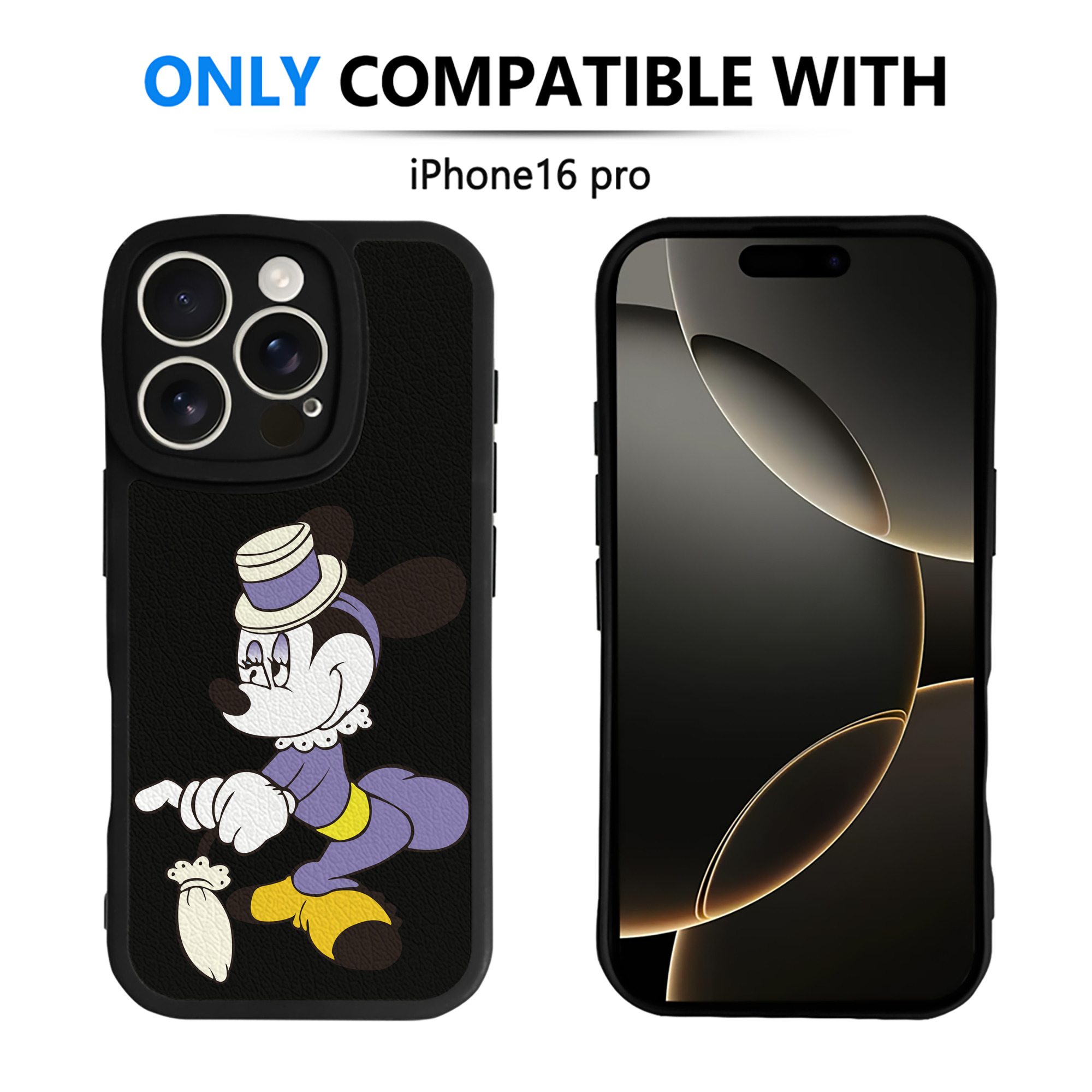 （画像用） ミッキーマウス Mickey Mouse 【iPhone 16シリーズ対応】シリコンスマホケース（レザー調） 材質：シリコン